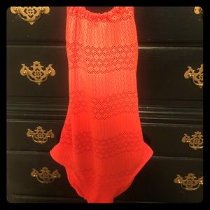 Orange mess one pc swimsuit worn once